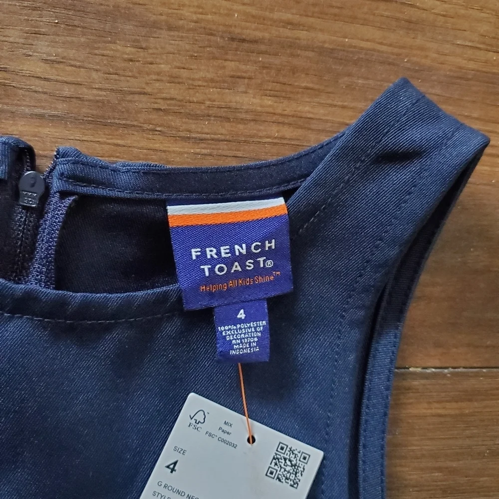 French Toast Girls School Uniform Navy Sleeveless Dress. New Size 4t